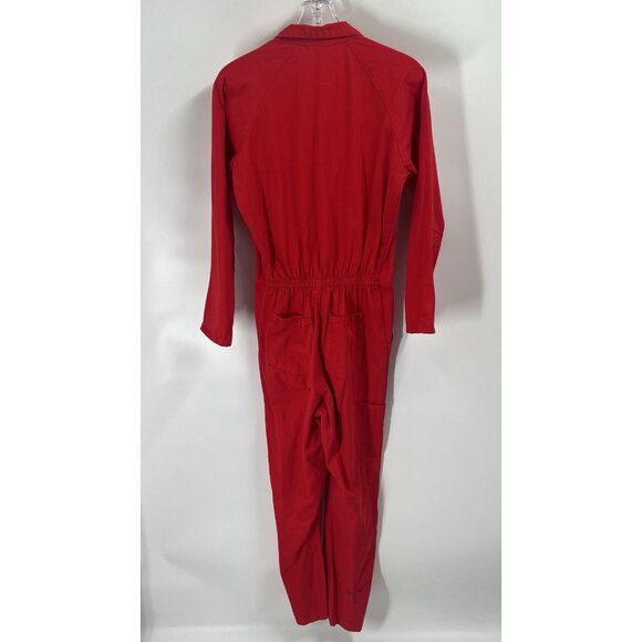 Penelope Gazin Jumpsuit Red Cotton Boliersuit Coveralls Yes No Sz Meduim - Picture 4 of 5